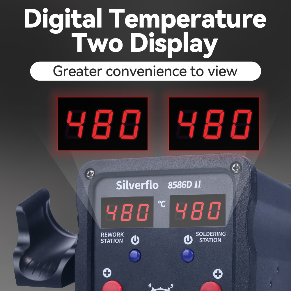 Silverflo 8586D Soldering Stat - đánh giá và giá Smd Rework Station Hot Air Soldering 2 In 1
