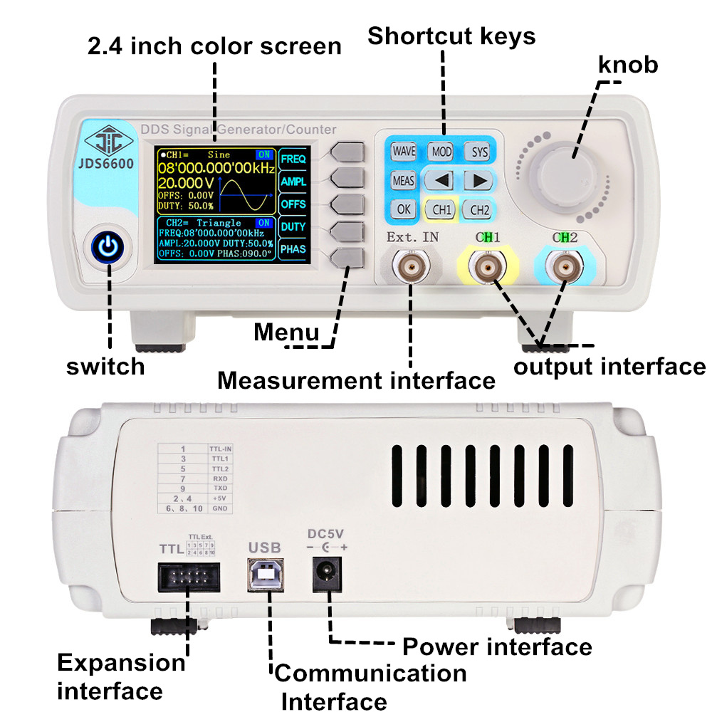 JDS6600 15/30/40/50/60MHz DDS  - đánh giá và giá Dual Channel Arbitrary Waveform Function Generator 60Mhz