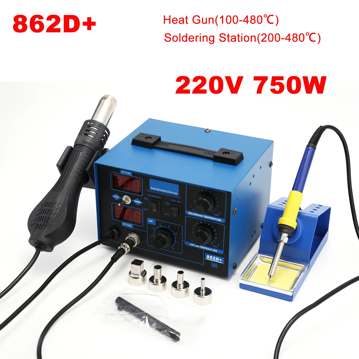 862D+ Soldering Station 2 In 1 - đánh giá và giá Smd Rework Station Hot Air Soldering 2 In 1