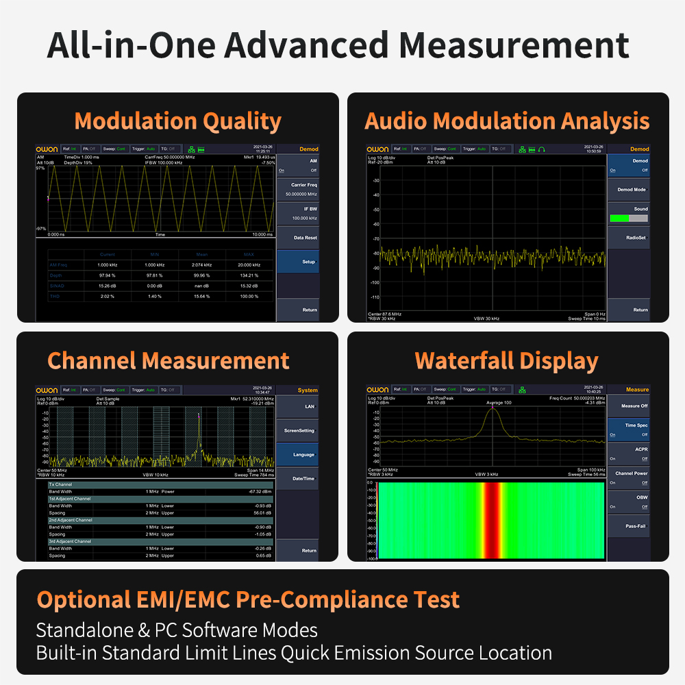 OWON Spectrum Analyzer With Tr - đánh giá và giá Spectrum Analyzer Tracking Generator 1.5Ghz