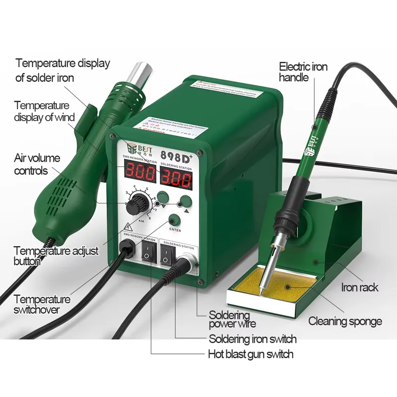 BST-898d+ Digital Soldering St - đánh giá và giá Smd Rework Station Hot Air Soldering 2 In 1